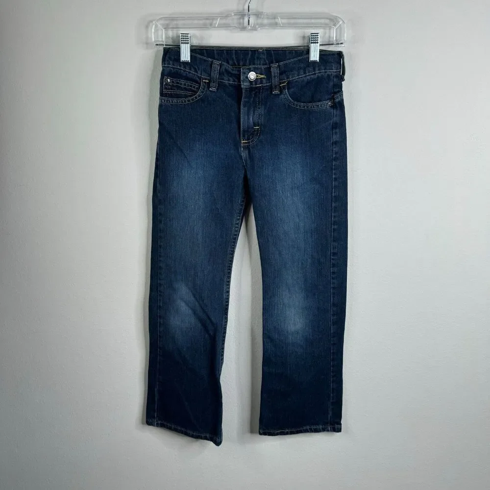Wrangler Boys Jeans Size 10R Medium Wash Riding‎ Horses Cowboy Adjustable Waist